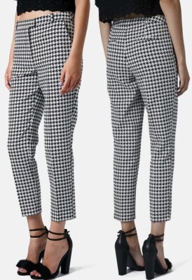 houndstooth cigarette trousers Topshop BLACK Houndstooth Cigarette Trousers Sz10 US -- $84 now $39.99 (52%  OFF)