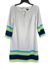 NWT Ann Taylor White keyhole neckline 3/4 sleeve women's shift Dress Size 4