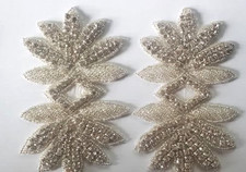 CraftbuddyUS DM13 Iron On Diamante Crystal Beaded Motif Hot Fix Applique Patch