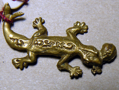 2 TAILED GECKO_GOOD LUCK_THAI AMULET_SACRED TOTEM_PRISTINE_262123