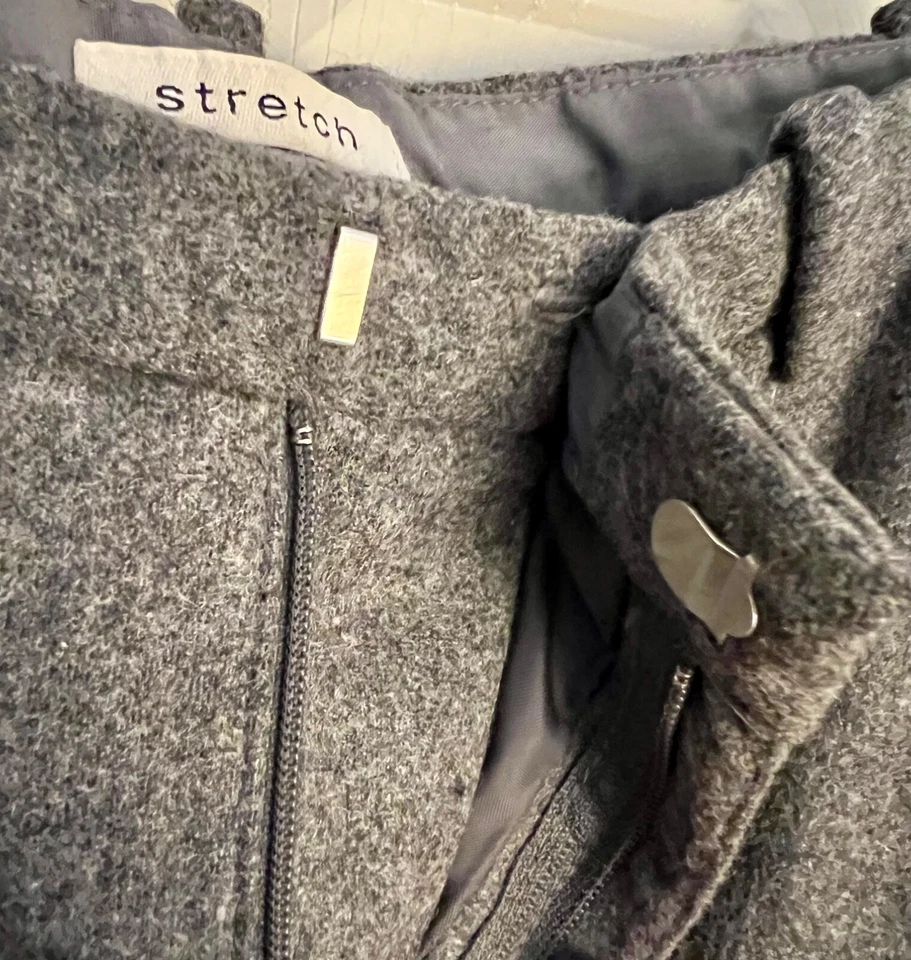 PANTALONES DE VESTIR GRIS KENAR PARA MUJER TALLA 4 GRIS MEZCLA DE LANA ELÁSTICA ACAMPANADOS FORRADOS ¡USADOS EN EXCELENTE ESTADO! Foto 2 de 4