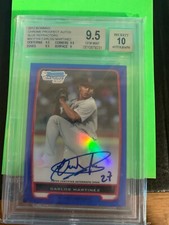 2012 BOWMAN CHROME BLUE REFRACTOR CARLOS MARTINEZ AUTOGRAPH 31/150 BGS 9.5 AUTOG