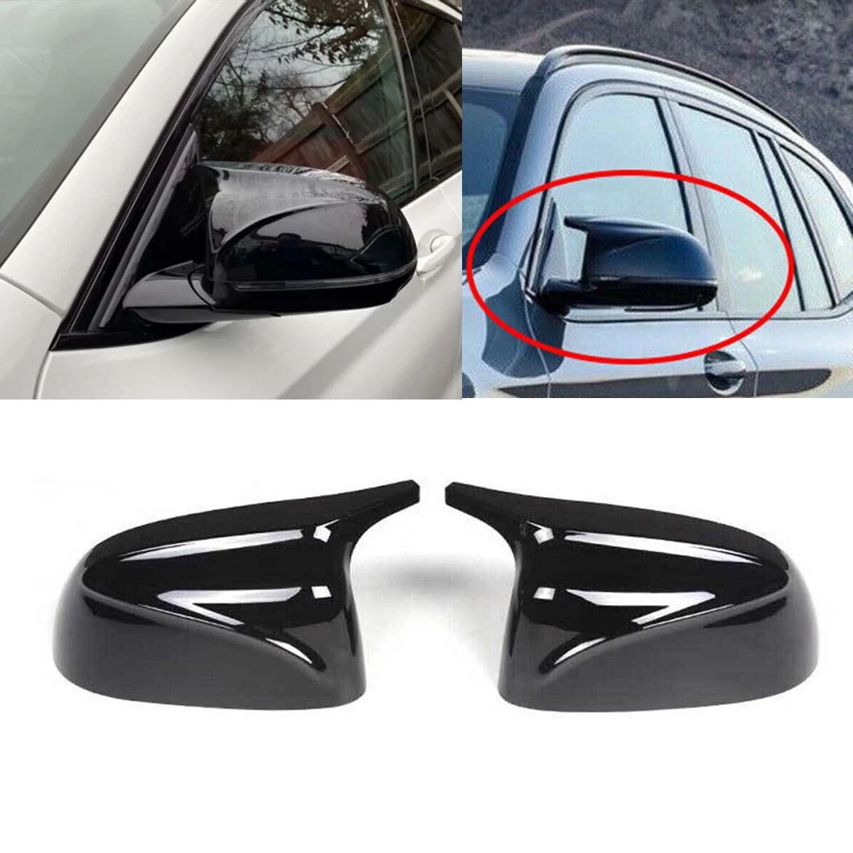 Coperchi Specchietti Retrovisori BMW X5 X6 E70 E71 2007-2013 – Stile M Nero Lucido – Set DX+SX