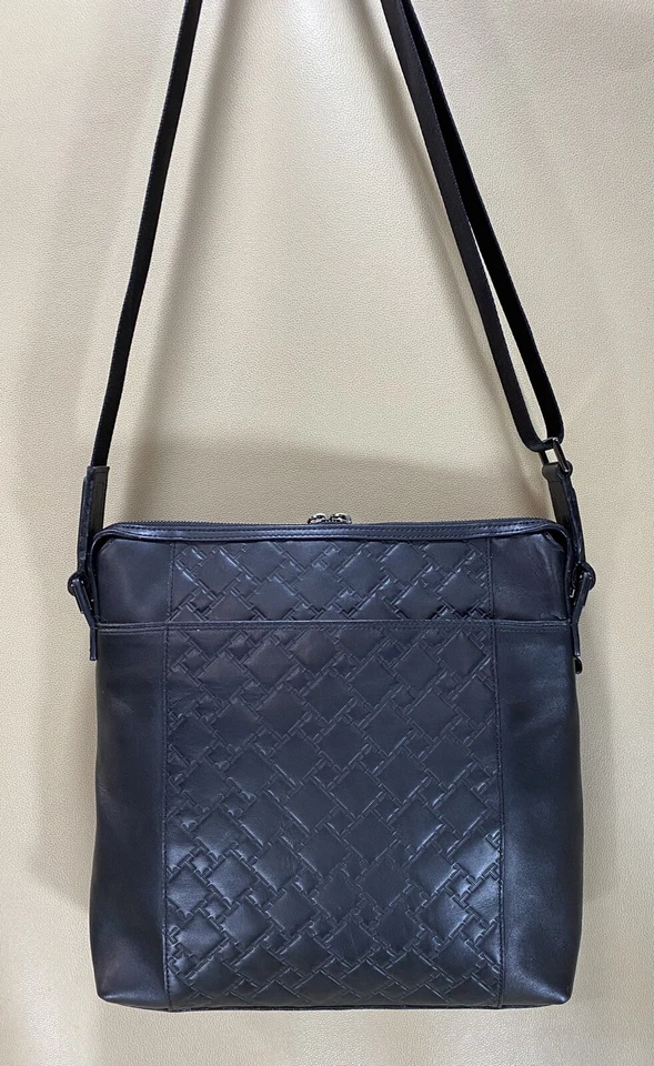 Preowned Tumi Ticon Crossbody Top Zip Black Leather Bag Tablet Case 31103DT - Image 2 of 4