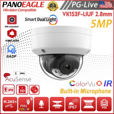 Hikvision Compatible 5MP Hybrid Light ColorVu Acusense Security Camera Mic POE