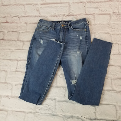 Hollister Jeans Super Ultra High Super Skinny Distressed Teens Juniors Size 5