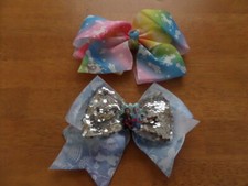 Frozen Elsa  Anna  Hair Bow and Rainbow Unicorn Hair Bow - Great Condition
