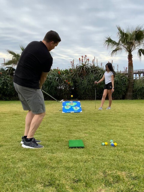 Backyard Golf Cornhole Chipping Game with 12 Foam Balls &ndash; Portable Practice Chip