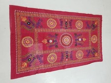 Vintage Traditional Suzani Embroidered Textile Wall Hanging 74x40cm