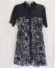 PRINCESS VERA WANG size 5 Babydoll Button-Down Dress Navy Star Pattern Tie-Waist