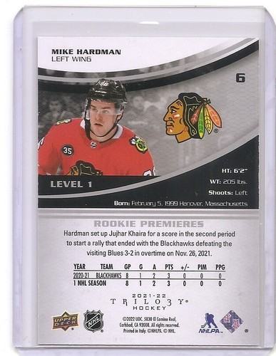 2021-22 Upper Deck Extended Mike Hardman Trilogy Premieren Insert Card /999 - Bild 2 von 2