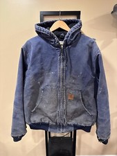 Vintage Carhartt Faded Thrashed Hooded Distress Work Jacket