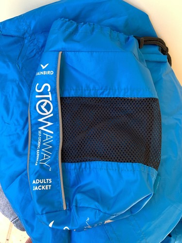 RAINBIRD Size XL Unisex STOWaway Raincoat Jacket Blue Zippered Front Hood - Picture 17 of 20