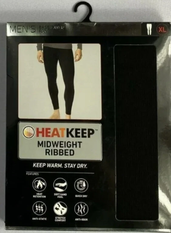 Men's XL Heatkeep Midweight Ribbed Base Layer Pants