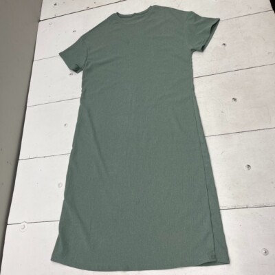 Shein Sage Green Short Sleeve Waffle Knit Maxi Dress Women's Size Large NEW  | eBay