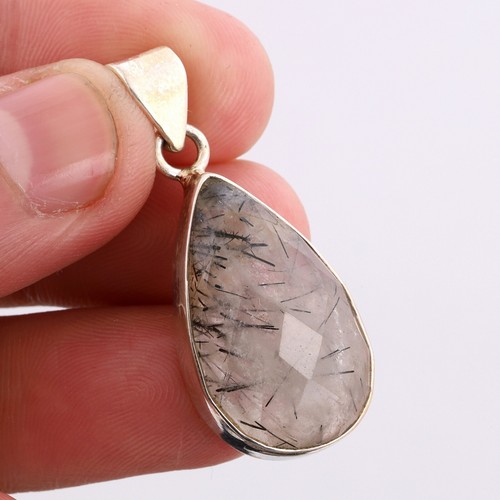 Chaine Et Pendentif Argent 925 45cm Avec Quartz Rutile - Lot B51, Très Bon état