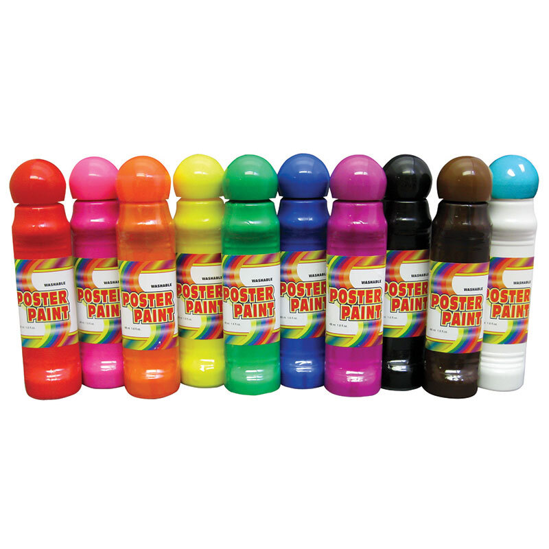 Crafty Dab Poster Paint, Assorted Colors, 48 ml each, Pack of 10