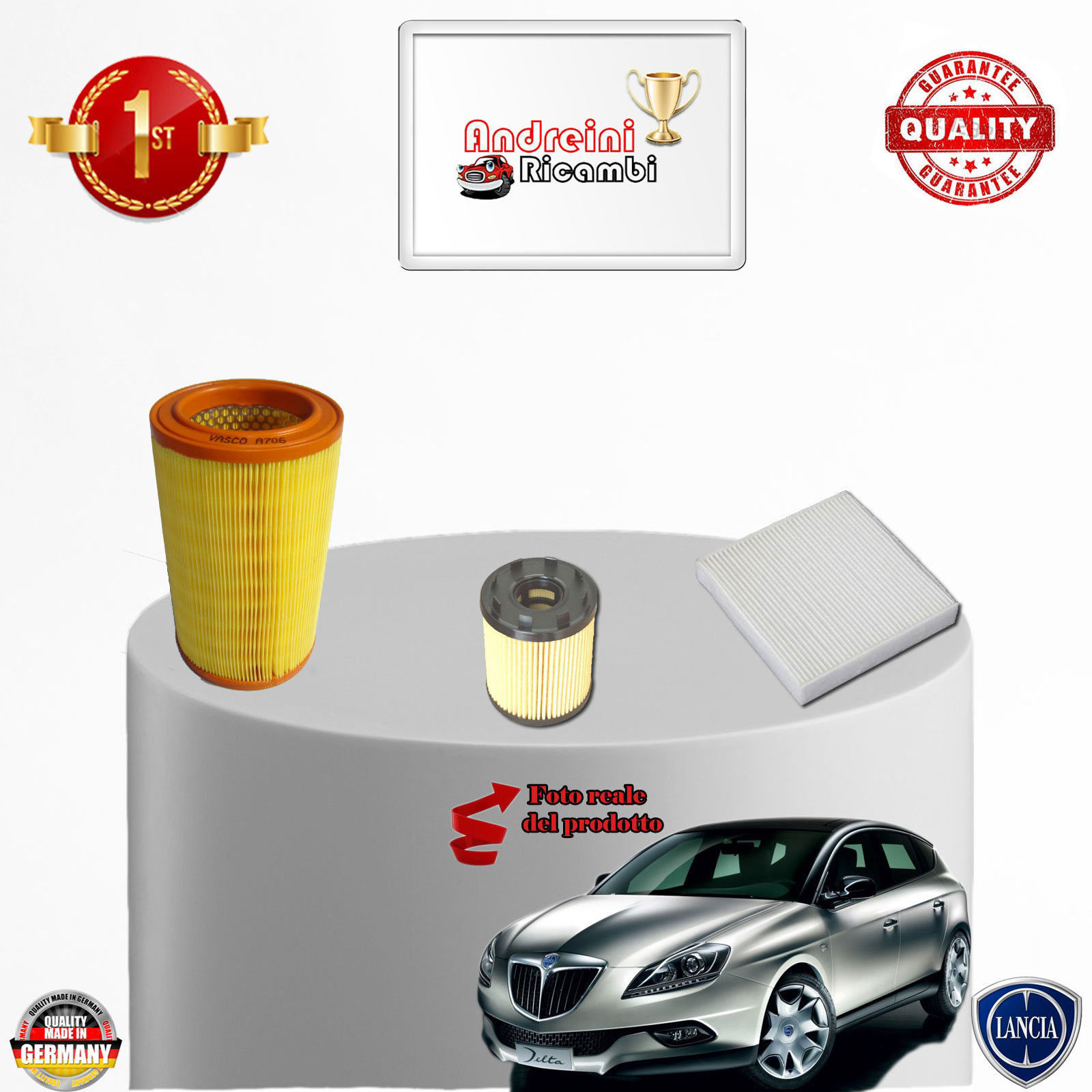 KIT TAGLIANDO 3 FILTRI LANCIA DELTA III 1.4 TURBO T-JET 110KW 150CV DAL 2009 ->
