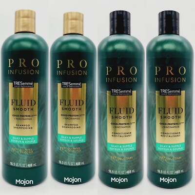 4 Pack Tresemme Pro Infusion Fluid Smooth Silky Conditioner & Shampoo 16.5 Oz