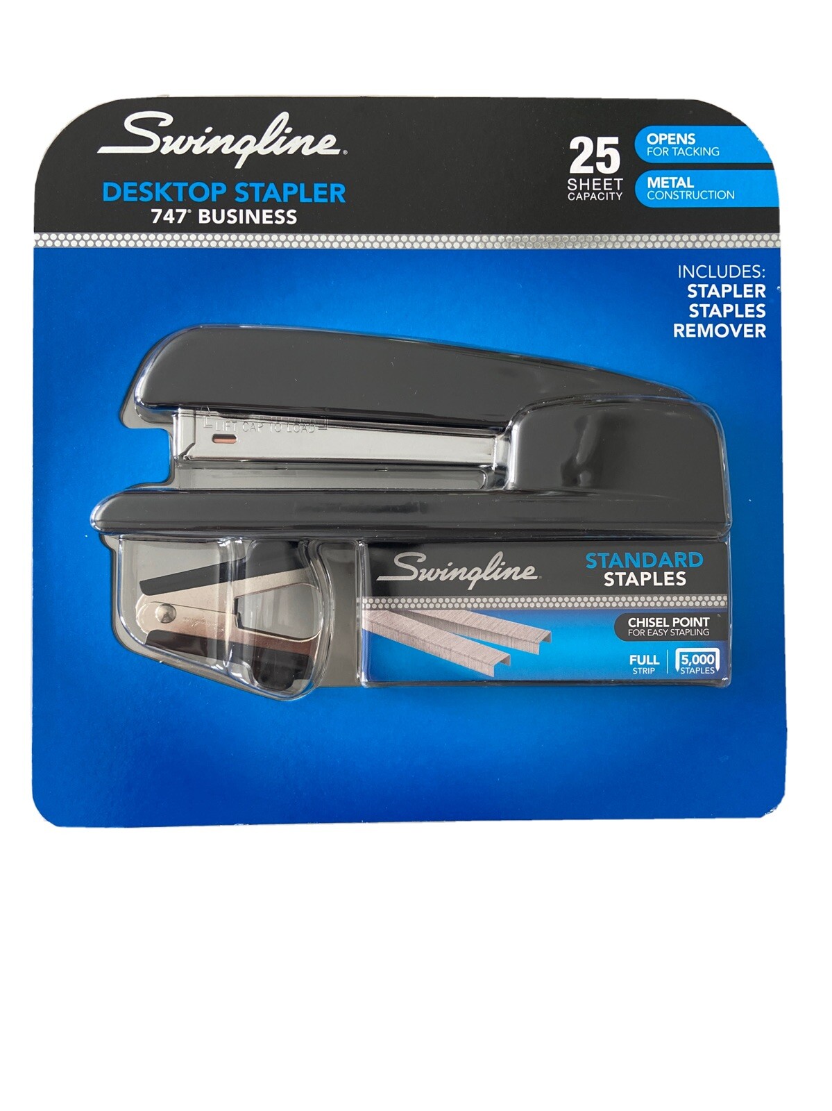 Swingline 747 Desktop BLACK Stapler w Staple Remover and 5000 Staples #74795-image