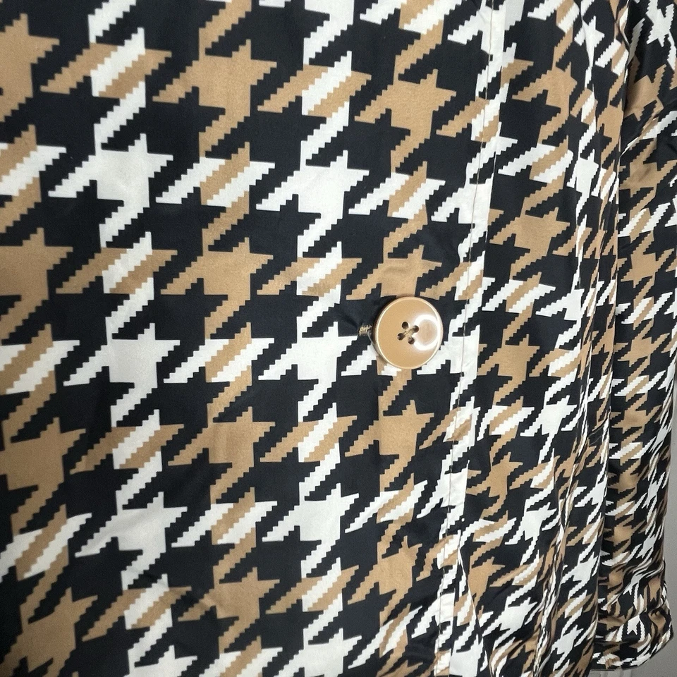 Jessica London  Reversible Houndstooth Tan Hooded Raincoat Women’s Size 14 W - Image 3 of 4