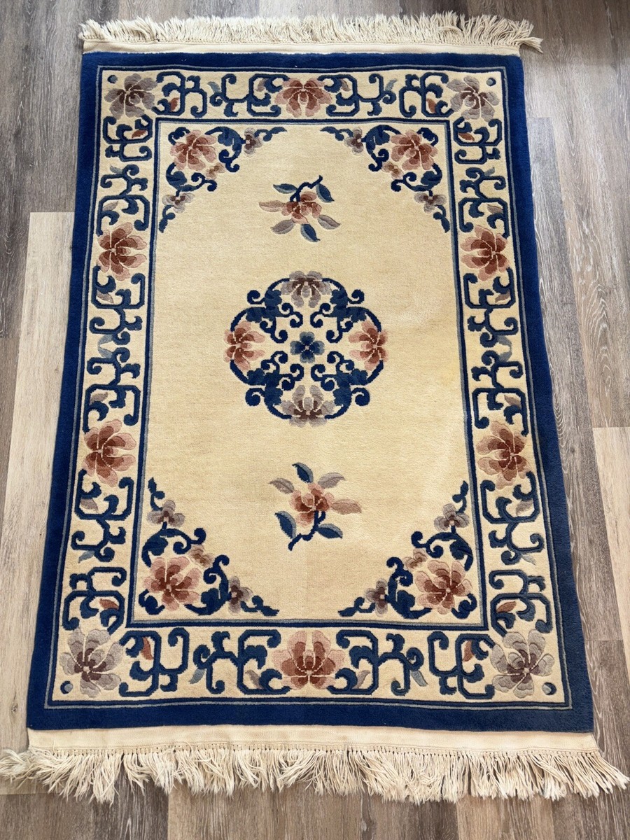 Vintage Asian Chinoiserie Ming Tsi /Peking 100% Wool Rug 1988 - 3