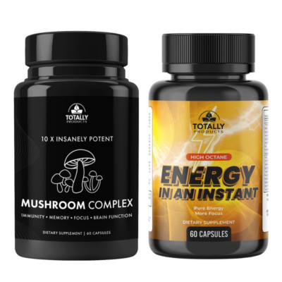 Energy Boost Focus Brain Health & Mushroom Complex Immune Function Supplements