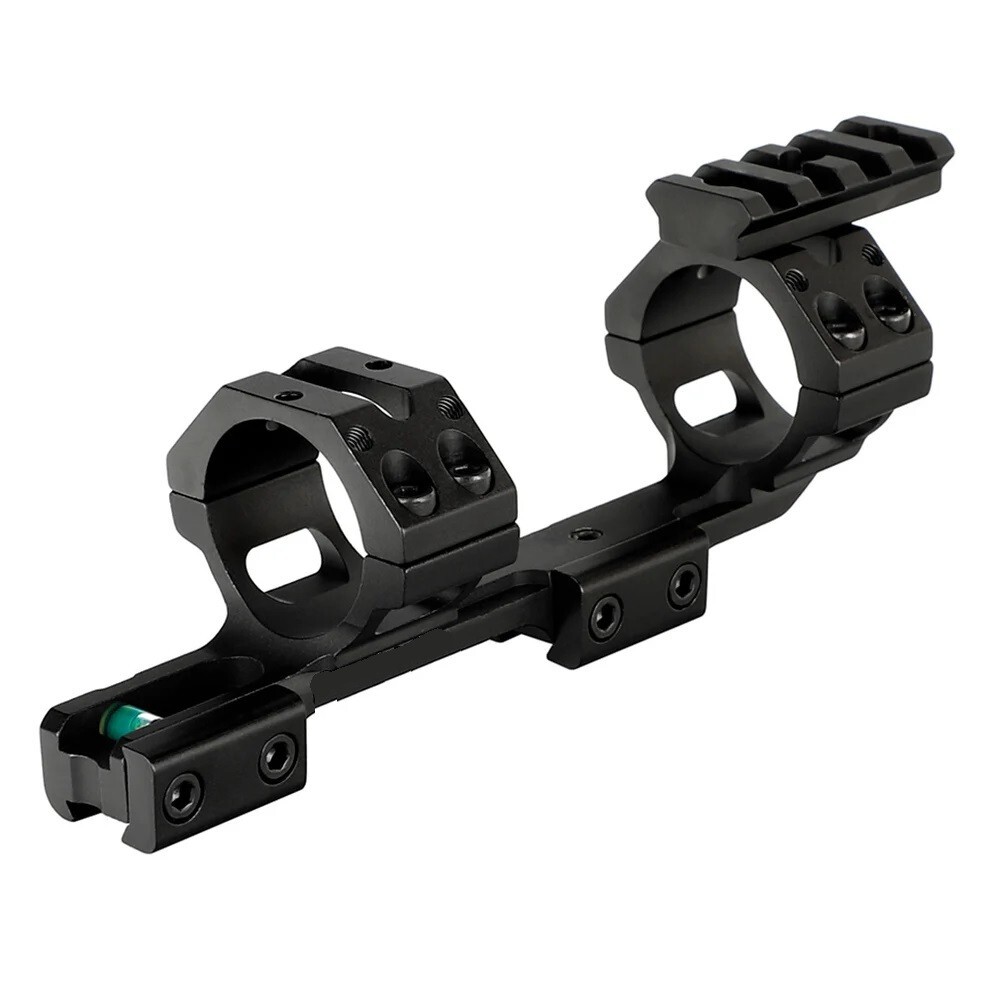 Monobloc déporté pour rail 11 mm avec adaptateur 25.4 et 30 mm noir en alu