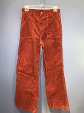 Size 11 High Rise Corduroy Pants Rust Vintage Disco Flare Leg Talon42 Zip 1960  s