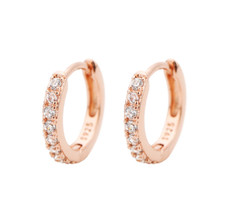 5/6/7/8/9mm Rose Gold Plated CZ Huggie Hoop Small Earrings Women Girl 2Pcs TH2