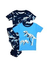 Boy's 3-Piece Dinosaur T-Rex, Triceratops Skeleton Cotton Pajama Pants Set Blue