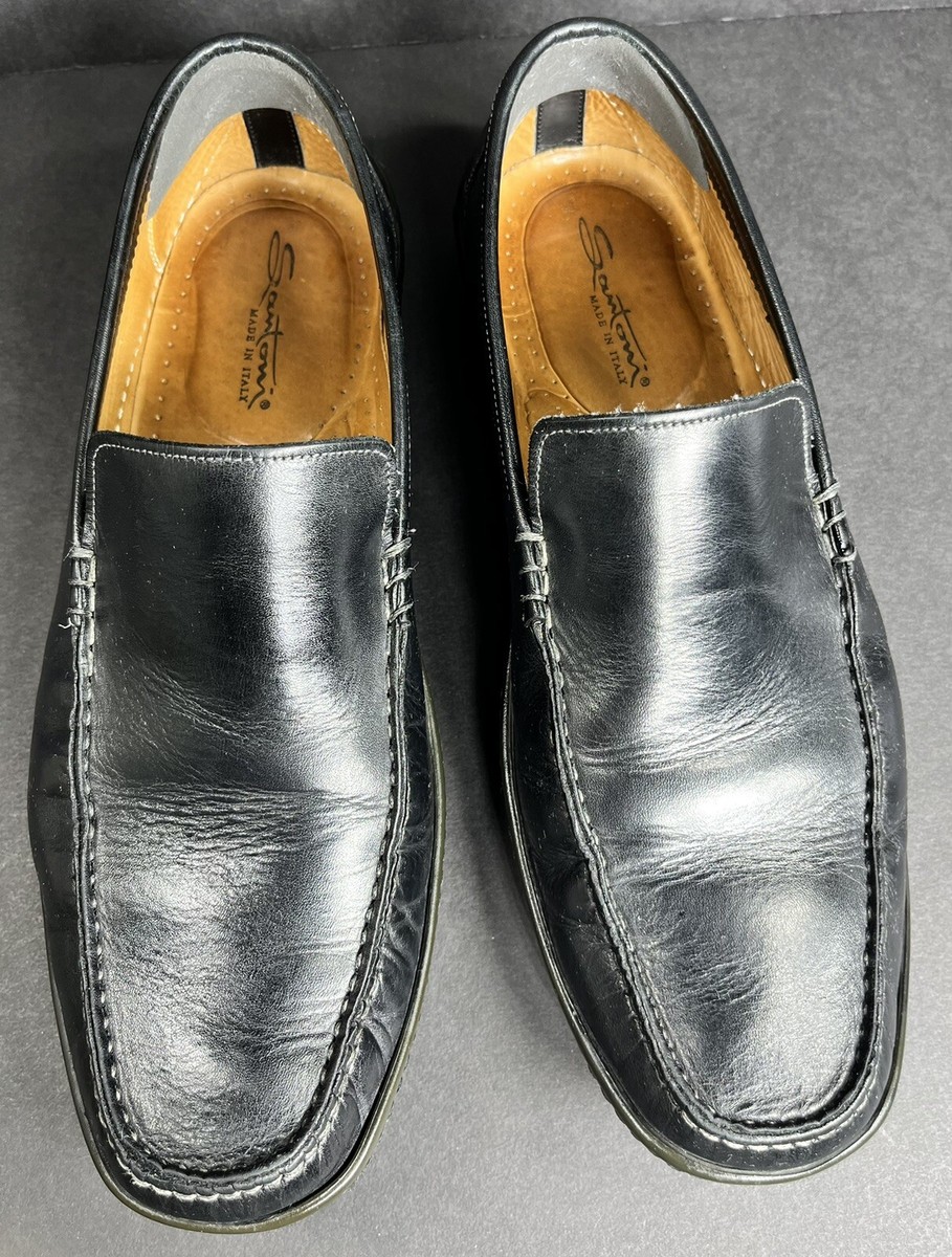 Santoni Black Soft Leather Square Toe Driving Loafers Size 9 Santoni Soft Leather Loafers in Black – Top Shelf Apparel main image 4
