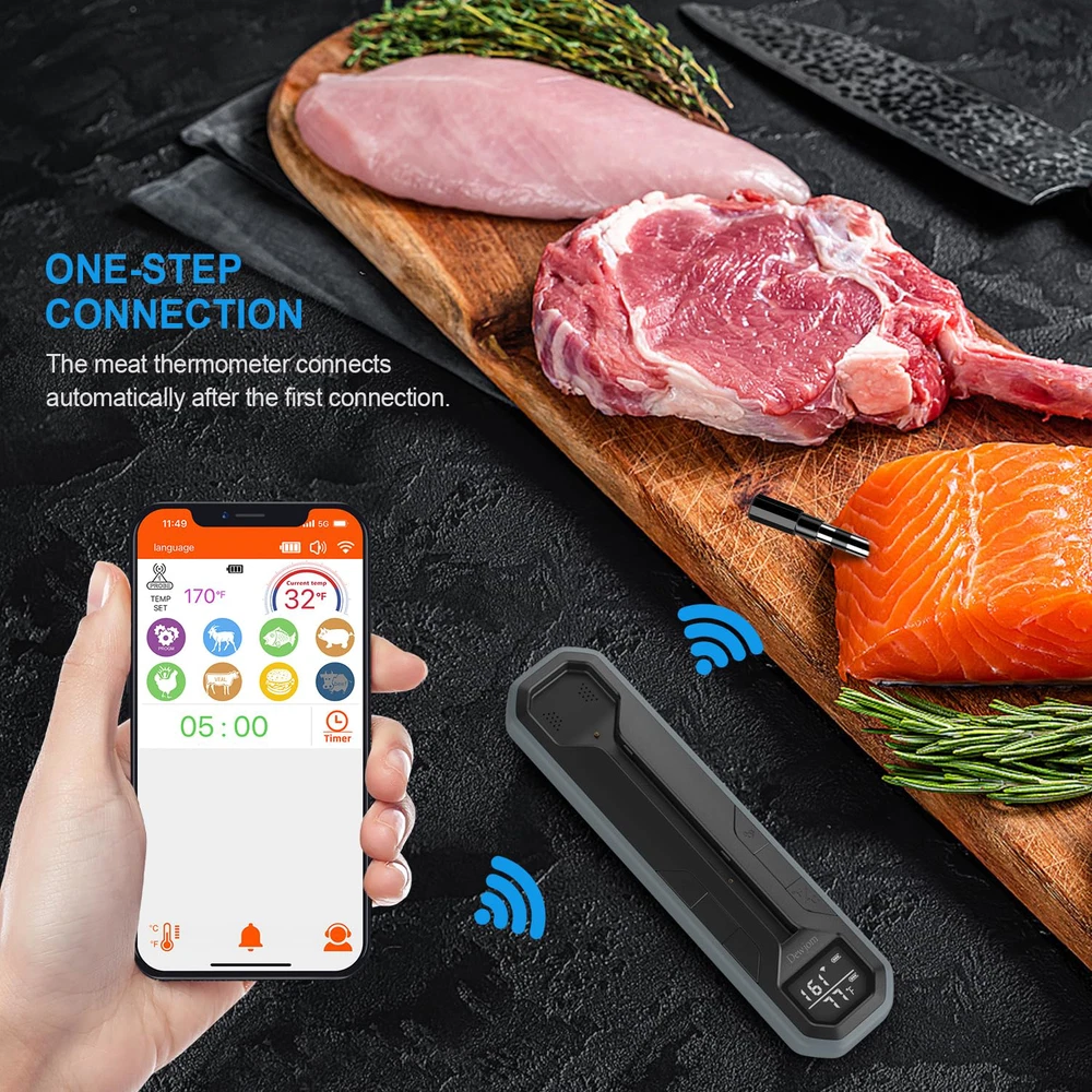 Wireless Meat Thermometer – Digital Cooking Thermometer with Wireless Probe – –