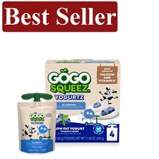 Pack of 4 Blueberry yogurtZ Pouches, 3 oz - Delicious, Gluten  Nut Free Treats