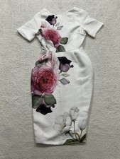 ASOS Floral Dress Sz 4 Petite Scuba Bodycon Pleated Office Party Cocktail