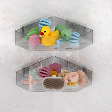 Bath Toy Organizer 2-Pack - Grey Large Capacity Bath Toy Storage Holder with Qui