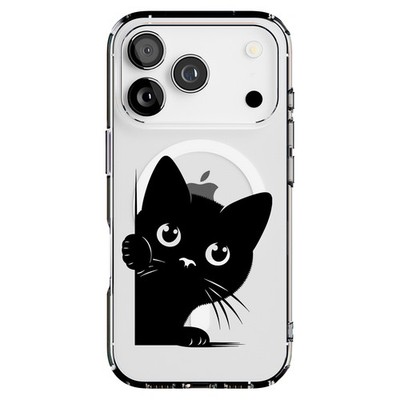 Tough Case For Apple iPhone (17,16,15,14,13,12,11,X,8),Cute Peek Cat 1 Print
