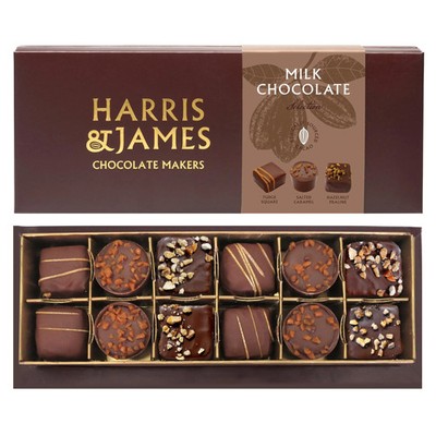 Harris & James Milk Chocolate Collection 12 Stück Schokolade Auswahlbox.