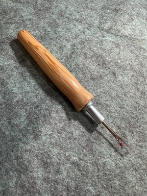 Hand carved  Spruce Wood seam ripper sewing tool brushed chrome finish