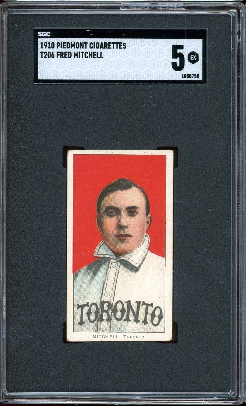 1909-11 T206 Piedmont Cigarettes Baseball Fred Mitchell SGC 5