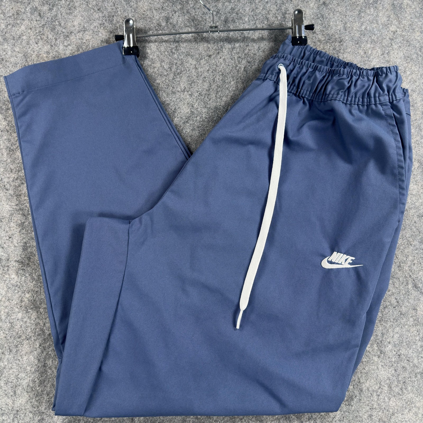 Nike Club Woven Pants Mens XL Blue Twill Elastic Waist Pockets Tapered DX0623