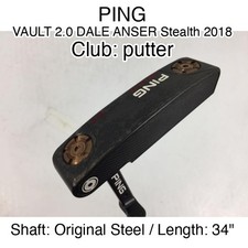 PING VAULT 2.0 DALE ANSER Stealth 2018 putter Putter 34" Original Steel Right-Ha