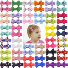60Pcs Baby Girl Hair Bows 1.6 inch Mini Tiny Small Fully Lined baby hair bows