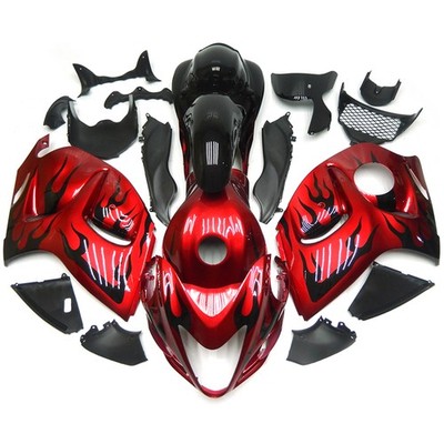 Bodywork for Suzuki GSXR1300 2008-2020 Hayabusa Fairing Kit Black Red Flames
