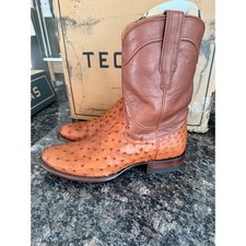 $595 Tecovas The Duke Pecan Ostrich Roper Western Boots Mens 12 D M10003PECO