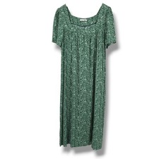 Reformation Jeans Green Floral Print Square Neck Short Sleeve Midi Dress Size L