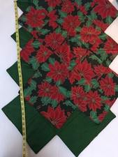 Handcrafted - Quilted Table Runner -Christmas- Poinsettias Double Sided