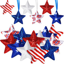 24Pcs 4th of July Hanging Ornaments Stars Red White Blue Tree Decorations Set