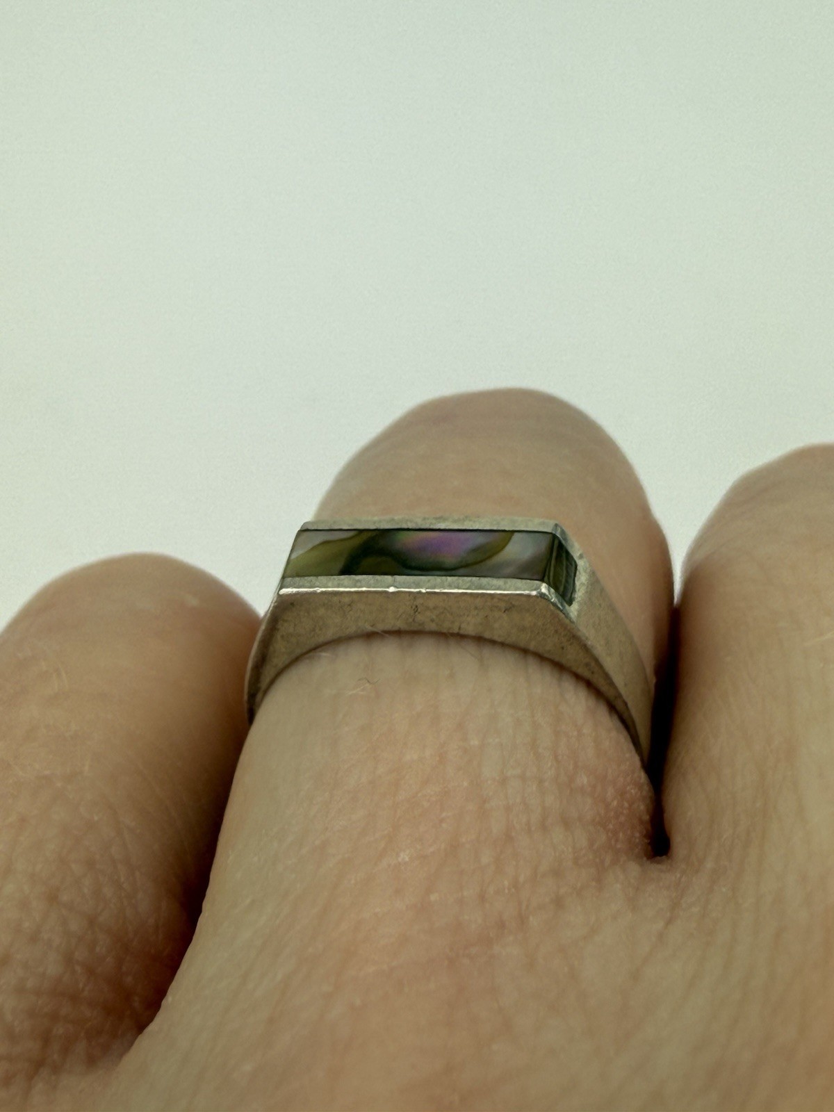 VTG Sterling Silver Rectangular Abalone Inlay Siz… - image 4