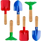 6PCS Metal Gardening Tool Set with Wooden Handles - Safe Garden Tools & Sandbox